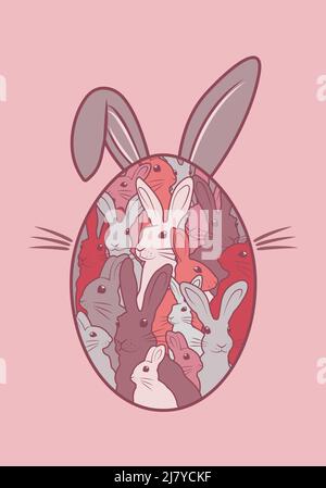 Happy easter in doodle style. Colorful background Stock Vector