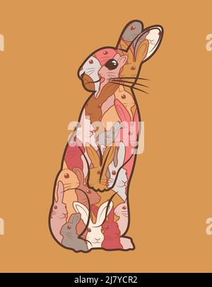Happy easter in doodle style. Colorful background Stock Vector