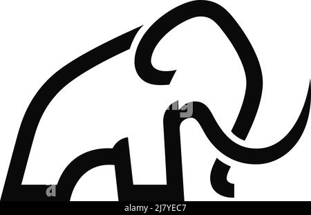 Side View of Mammoth Elephant One Line Logo Design Stock Vector
