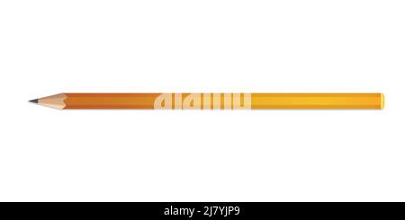 Wooden realistic yellow pencil with rubber eraser. Pencils sharp on white background. Vector illustration Stock Vector