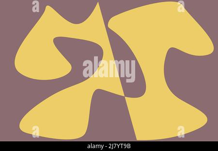 two random but complementary shapes pale yellow and brown Stock Photo