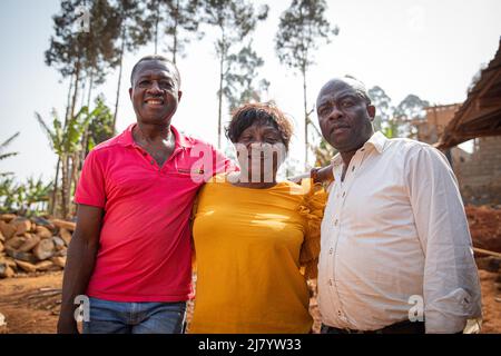 Three african mature friends together outdoors smiling, friendship concept Stock Photo