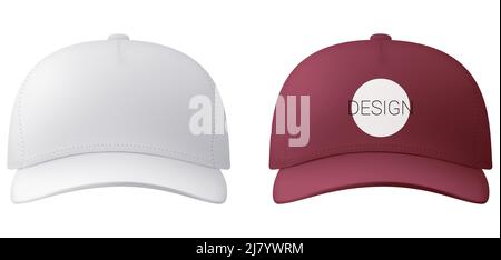 Vector caps in mesh gradient style. Editable illustration Stock Vector