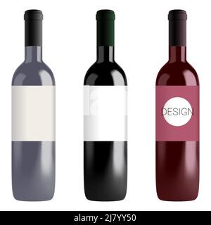 Vector wine bottle in mesh gradient style Stock Vector
