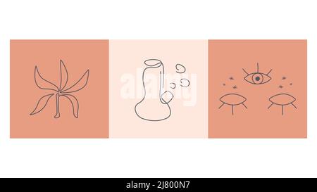Cannabis cards colorfull illustrations Stock Vector