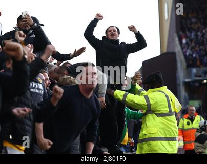 Wolverhampton, England, 11th May 2022.   Wolves fans taunt the Manchester City fans during the Premier League match at Molineux, Wolverhampton. Picture credit should read: Darren Staples / Sportimage Stock Photo