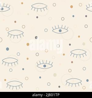 Vector hand drawn eye doodles seamless pattern Stock Vector