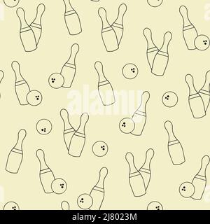 Seamless bowling vector pattern. Sport background Stock Vector