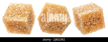 Cubes of cane sugar isolated on white background, full depth of field Stock Photo