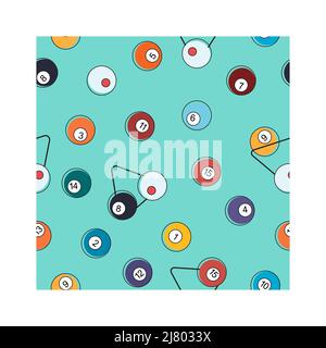 Vector flat sport illustration. Billiards seamless pattern Stock Vector