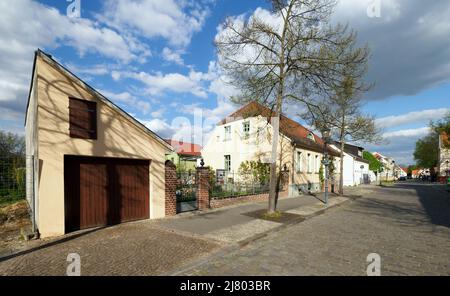 Teltow, Germany. 26th Apr, 2022. Residential and commercial buildings in the city center on the street Neue Straße. The city is considered the most populous city in the district of Potsdam-Mittelmark. Credit: Soeren Stache/dpa/Alamy Live News Stock Photo