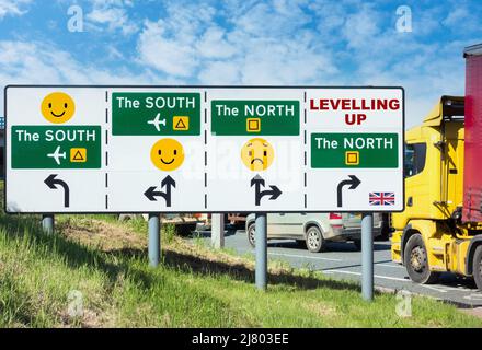 North, South road sign UK. Levelling up, north south divide, northern powerhouse... concept Stock Photo