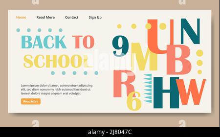 School banner with sample text letters place for your message. Back to school sale horizontal banner. First day of school, vector illustration Stock Vector