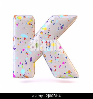 Colorful terrazzo pattern font Letter K 3D render illustration isolated on white background Stock Photo