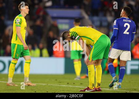 King Power, Leicester, Leicestershire, UK. 11th May, 2022. Premier League football, Leicester City versus Norwich; A dejected Grant Hanley of Norwich City after the 3-0 loss Credit: Action Plus Sports/Alamy Live News Stock Photo