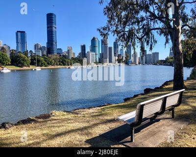 Brisbane River and city skyline view from Kangaroo Point, Queensland, Australia Stock Photo