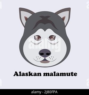 Alaskan malamute. Print with a cartoon husky. Stock Vector