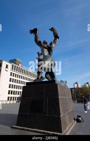 The Destroyed City aka De verwoeste stad bronze memorial sculpture by sculptor Ossip Zadkine in Rotterdam, The Netherlands, Europe Stock Photo