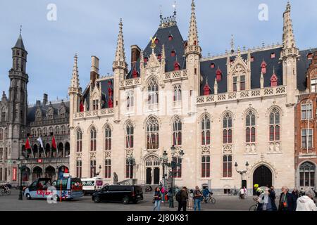 West Flanders Provincial Court aka Provinciaal Hof in the Market Square Markt in Bruges, Belgium, Europe Stock Photo