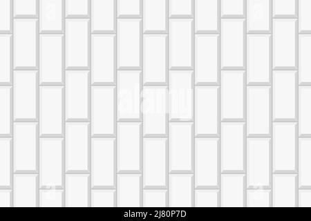 Vertical white rectangle tile layout. Ceramic or brick wall seamless pattern. Kitchen backsplash or bathroom floor background. Vector flat illustration. Stock Vector