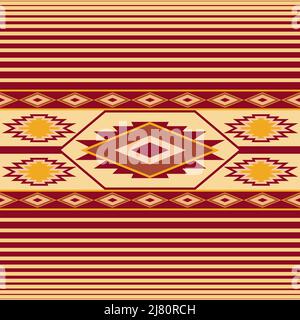 Southwest design seamless repeat pattern with stripes and diamond shapes - Vector Illustration Stock Vector