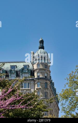 The St. Urban Residential Building as seen from Central Park in springtime, NYC, USA  2022 Stock Photo