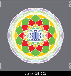 The green yellow red mandala illustration can be used for wallpaper, stickers or ornaments Stock Vector