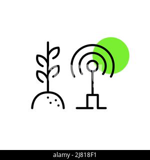 Remote control sensor for smart farming. Pixel perfect, editable stroke icons Stock Vector