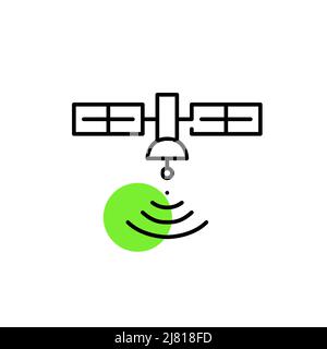Satellite farming. GPS tracking software and technologies. Pixel perfect, editable stroke icons Stock Vector