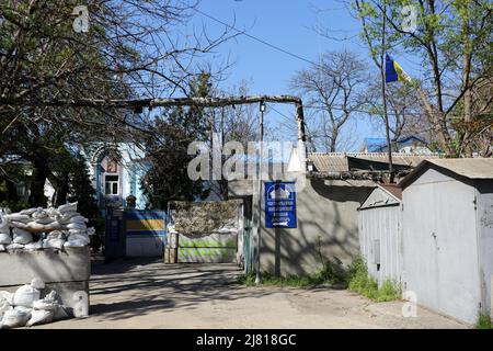 Odessa, Ukraine. 06th May, 2022. Concrete barricades and sandbags on the background of the Holy Archangel-Michael Convent. (Photo by Viacheslav Onyshchenko/SOPA Images/Sipa USA) Credit: Sipa USA/Alamy Live News Stock Photo