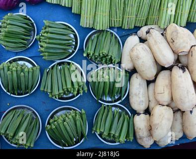 A large colorful fresh produce market in chaoyangmen, Beijing, China. Stock Photo