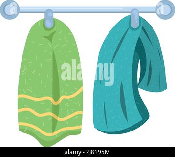 bathoom towels hanging isolated icon Stock Vector