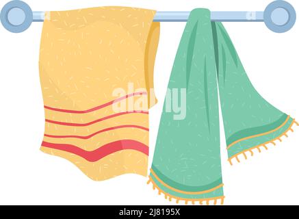 two towels hanging bathroom icons Stock Vector