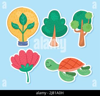 five eco friendly set icons Stock Vector
