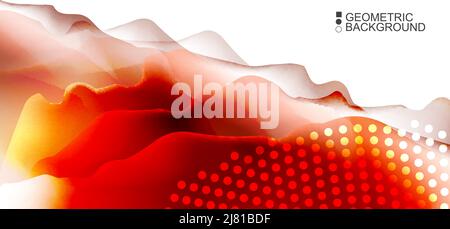 Geometric abstract background template with fluid waves in blurred colors Stock Vector