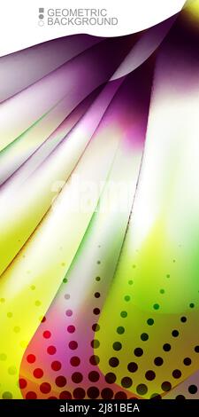 Geometric abstract background template with fluid waves in blurred colors Stock Vector