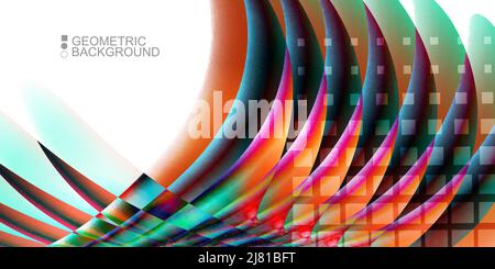 Geometric abstract background template with fluid waves in blurred colors Stock Vector