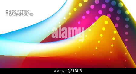 Geometric abstract background template with fluid waves in blurred colors Stock Vector