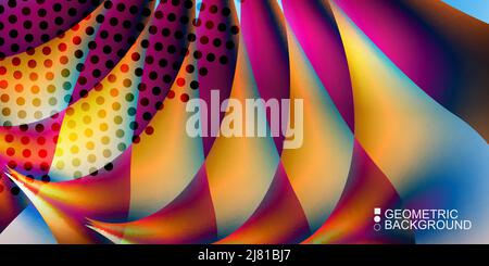 Geometric abstract background template with fluid waves in blurred colors Stock Vector