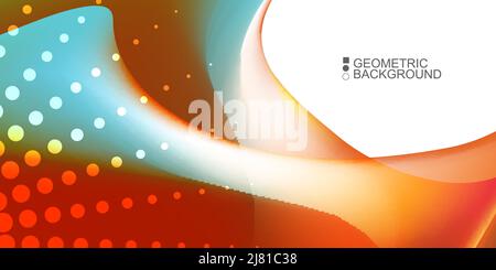 Geometric abstract background template with fluid waves in blurred colors Stock Vector