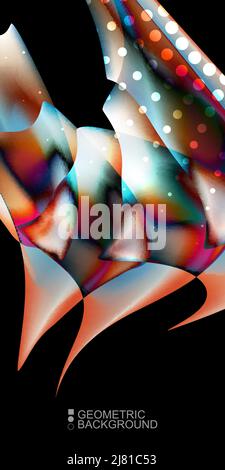 Geometric abstract background template with fluid waves in blurred colors Stock Vector