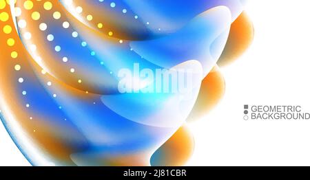 Geometric abstract background template with fluid waves in blurred colors Stock Vector