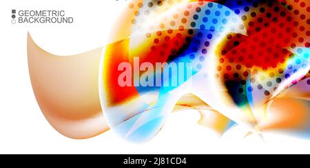 Geometric abstract background template with fluid waves in blurred colors Stock Vector