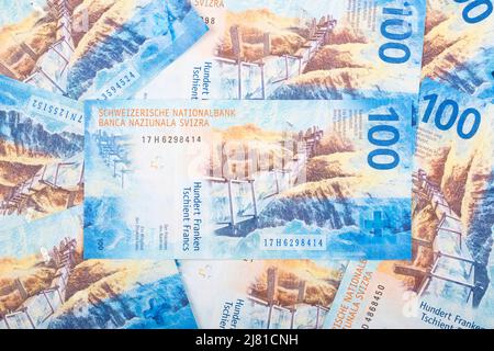 Swiss money - Francs - a business background Stock Photo