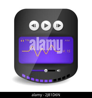 music player user interface art purple Stock Vector