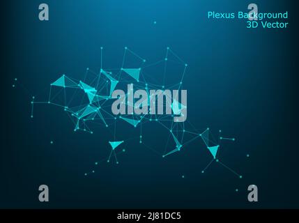 Abstract vector particles and lines. Plexus effect. Futuristic illustration. Polygonal Cyber Structure. Data Connection Concept. Stock Vector