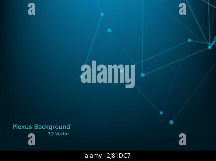 Abstract background with triangular cells for design. Bright blue digital illustration with polygons on a dark background. Stock Vector