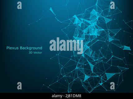 Vector abstract futuristic digital landscape with particles dots and stars on horizon. computer geometric digital connection structure. Futuristic blu Stock Vector