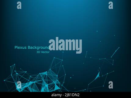 Communications or technology, science concepts. Plexus hexagon connections blue background. Vector Stock Vector