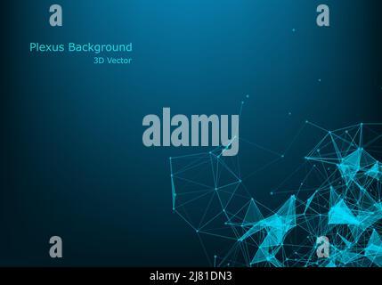 Vector abstract futuristic digital landscape with particles dots and stars on horizon. computer geometric digital connection structure. Futuristic blu Stock Vector